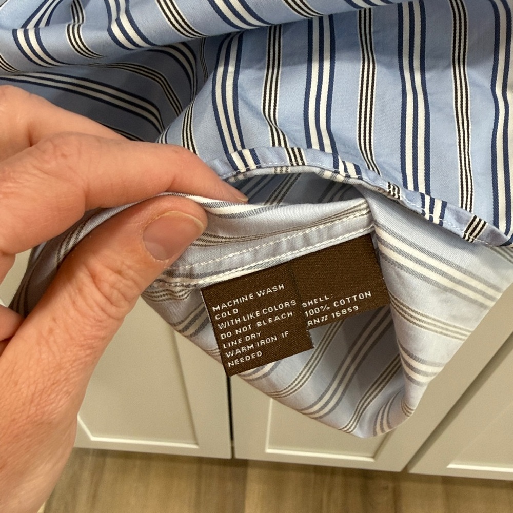 J. Mclaughlin Blue Button Down Striped Blouse Shi… - image 6
